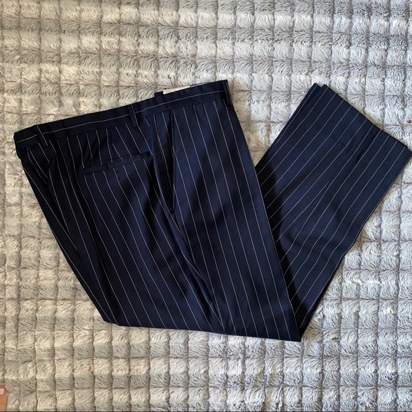 T.M.Lewin Pure Wool Pinstripe Suit sz 46R Navy - Picture 8 of 12